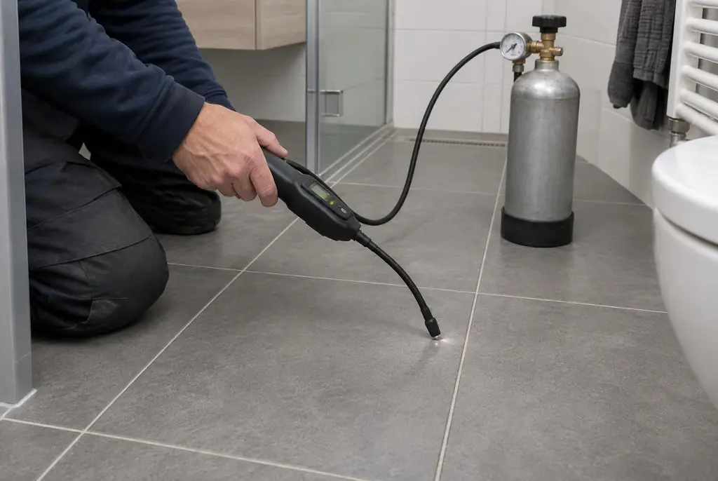Lekdetectie Weesp – technicus spoort met tracergas een lekkage op in de vloer
