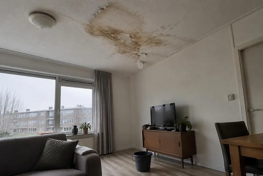 Lekdetectie Weesp – vochtplek op het plafond onder een badkamer